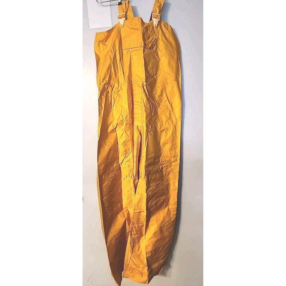 Vtg 1980's Sag Harbor Overalls USA Atlantis Weathergear Yellow Sz Med 100% Nylon